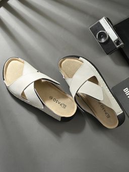 EL PASO - Men Lightweight Beige Cross Strap Sandals