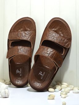 EL PASO - Men Tan Faux Leather Casual Slip On Sandals