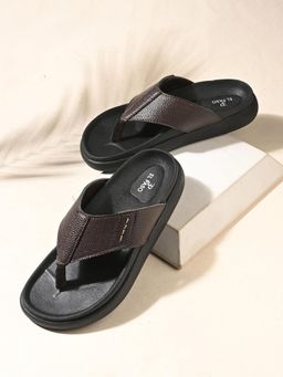 EL PASO - Men Brown Faux Leather Casual Slip On Sandals