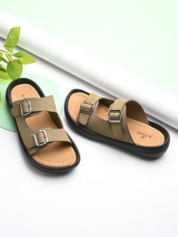 EL PASO - Men Taupe Faux Leather Casual Slip On Sandals