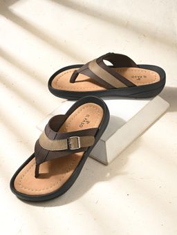 EL PASO - Men Brown Faux Leather Casual Slip On Sandals