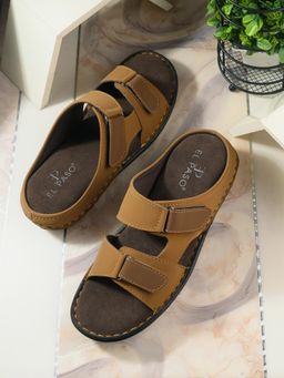 EL PASO - Men Tan Faux Leather Casual Slip On Sandals
