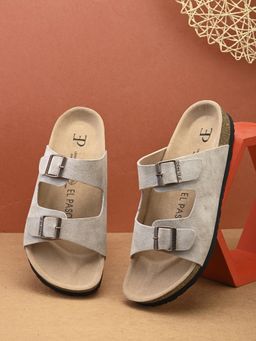 EL PASO - Men Off White Faux Leather Casual Slip On Sandals