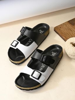 EL PASO - Men White Faux Leather Casual Slip On Sandals