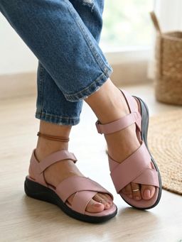 EL PASO - Women Pink Faux Leather Wedges Heels