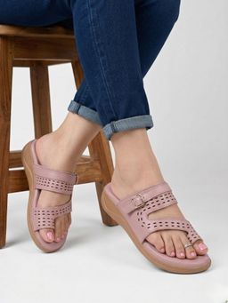 EL PASO - Women Pink Faux Leather Wedges Heels