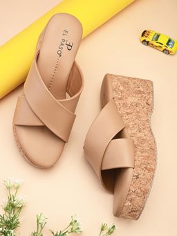 EL PASO - Women Beige Faux Leather Wedges Heels