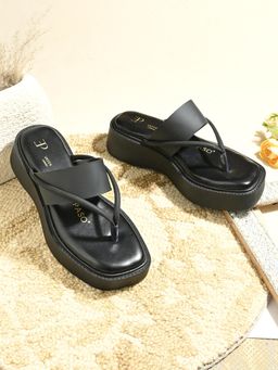 EL PASO - Women Black Faux Leather Sandals
