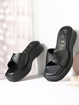 EL PASO - Women Black Faux Leather Sandals