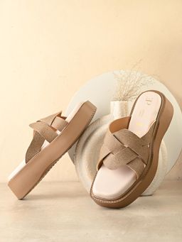 EL PASO - Women Beige Faux Leather Casual Sandals