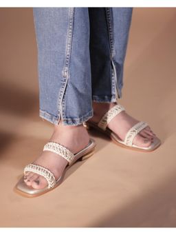 ELVIRAA - Women Beige Braided Black Heels