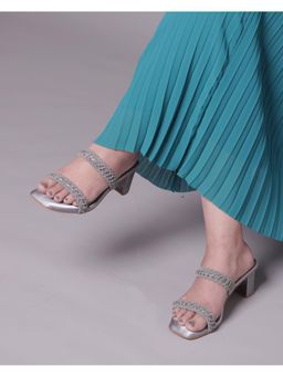 ELVIRAA - Women Grey Braided Block Heels