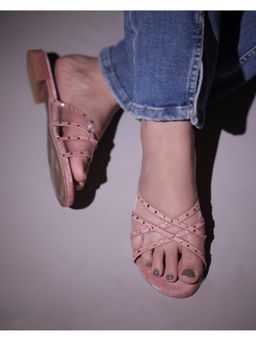 ELVIRAA - Women Pink Rhinestone Flats
