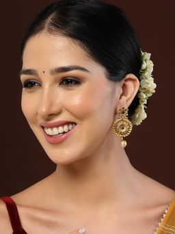 PANASH - Red-Green Gold-Plated Contemporary Drop Earrings