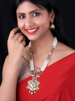 PANASH - Multi-Color Gold-Plated Stone-Studded and Beaded Jewellery Set