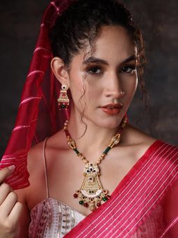 PANASH - Multi-Color Gold-Plated Stone-Studded and Beaded Jewellery Set