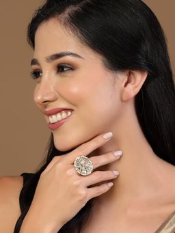 PANASH - Gold Plated Solitaire Adjustable Finger Ring