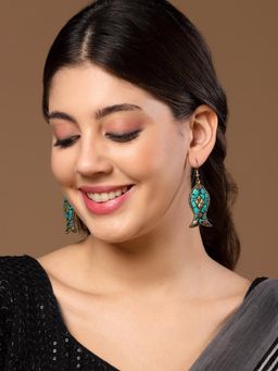 PANASH - Turquoise Gold-Plated Classic Drop Earrings
