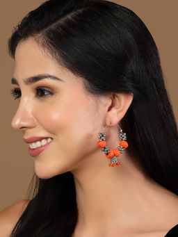 PANASH - Red Silver-Plated Circular Hoop Earrings
