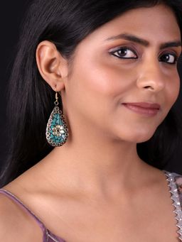 PANASH - Turquoise Gold-Plated Classic Drop Earrings