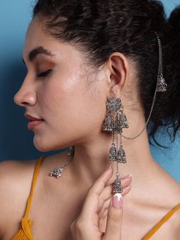 PANASH - Oxidised Jhumkas Earrings