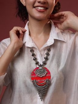 PANASH - Multi-Color Silver-Plated Oxidised Necklace
