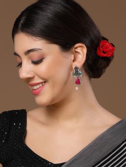 PANASH - Multi-Color Silver-Plated Contemporary Drop Earrings