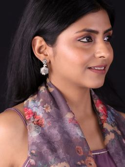 PANASH - White Silver-Plated Oxidised Pearls Drop Earrings
