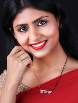 PANASH - Gold-Plated Artificial Stones and Beads Mangalsutra and Earrings