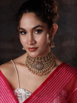 PANASH - Multi-Color Gold-Plated Stones Studded Jewellery Set