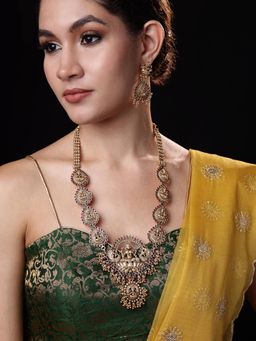 PANASH - Multi-Color Gold Plated Stones Studded and Beaded Jewellery Set