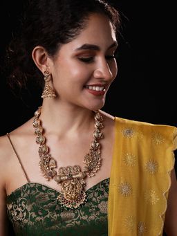 PANASH - Multi-Color Gold-Plated Stone-Studded and Beaded Jewellery Set