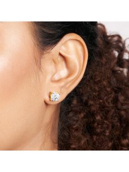 SPARQ - Lab Grown Diamond 4Ct 925 Sterling Silver Gold Plated Classic Round Solitaire Studs