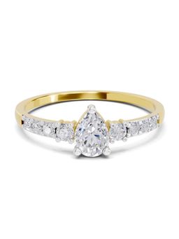 SPARQ - Lab Grown Diamond 0.54Ct 925 Sterling Silver Gold Plated Pear-Cut Pave Ring