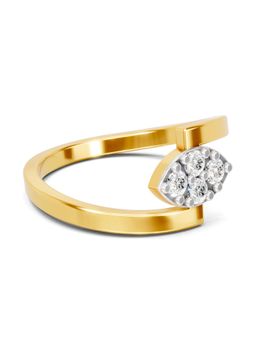 SPARQ - Lab Grown Diamond 0.24Ct 925 Sterling Silver Gold Plated Marquise-Cluster Bypass Ring