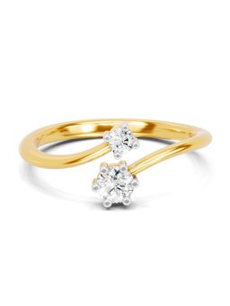 SPARQ - Lab Grown Diamond 0.23Ct 925 Sterling Silver Gold Plated Toi Et Moi Dual Solitaire Ring
