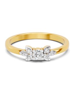 SPARQ - Lab Grown Diamond 0.16Ct 925 Sterling Silver Gold Plated Floral Marquise-Cluster Ring