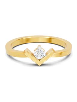 SPARQ - Lab Grown Diamond 0.11Ct 925 Sterling Silver Gold Plated Modern Chevron Solitaire Ring