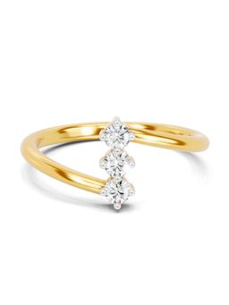 SPARQ - Lab Grown Diamond 0.21Ct 925 Sterling Silver Gold Plated Modern Vertical Trio Bypass Ring