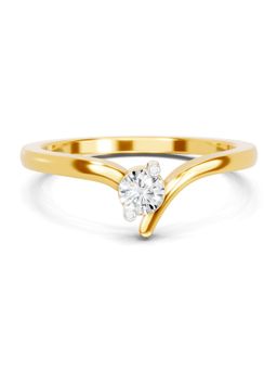 SPARQ - Lab Grown Diamond 0.16Ct 925 Sterling Silver Gold Plated V-Curve Solitaire Bypass Ring