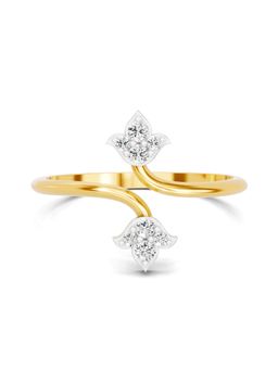 SPARQ - Lab Grown Diamond 0.11Ct 925 Sterling Silver Gold Plated Regal Dual-Cluster Bypass Ring