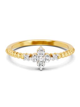 SPARQ - Lab Grown Diamond 0.17Ct 925 Sterling Silver Gold Plated Vintage Beaded Blossom Ring