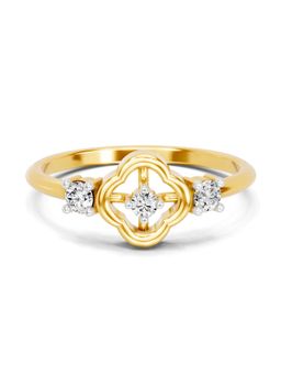 SPARQ - Lab Grown Diamond 0.18Ct 925 Sterling Silver Gold Plated Artisan Clover Trio Ring
