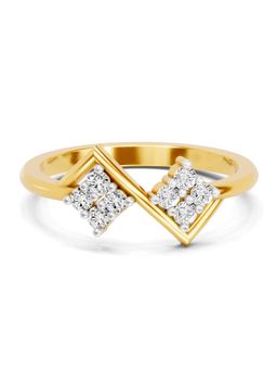 SPARQ - Lab Grown Diamond 0.2Ct 925 Sterling Silver Gold Plated Modern Dual-Rhombus Ring