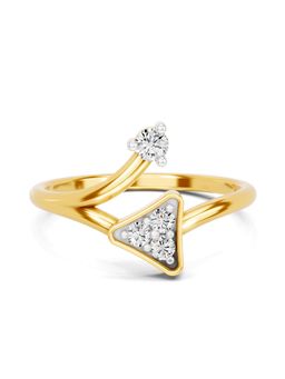SPARQ - Lab Grown Diamond 0.18Ct 925 Sterling Silver Gold Plated Geometric Triangle Bypass Ring