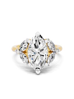 SPARQ - Lab Grown Diamond 0.12Ct 925 Sterling Silver Gold Plated Marquise-Cut Cluster Ring