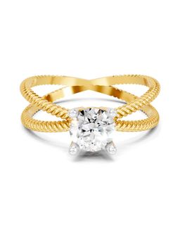 SPARQ - Lab Grown Diamond 0.5Ct 925 Sterling Silver Gold Plated Twisted Rope Criss-Cross Ring