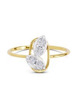 SPARQ - Lab Grown Diamond 0.24Ct 925 Sterling Silver Gold Plated Modern Botanical Oval Ring