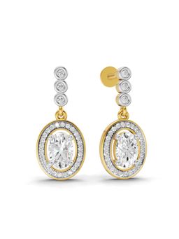 SPARQ - Lab Grown Diamond 0.61Ct 925 Sterling Silver Gold Plated Oval-Cut Halo Drop Earrings