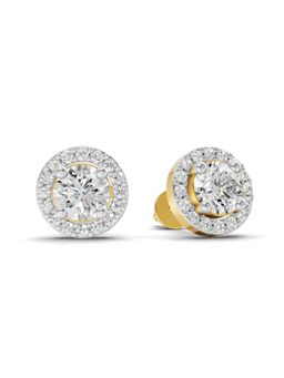SPARQ - Lab Grown Diamond 1Ct 925 Sterling Silver Gold Plated Elysian Round-Cut Halo Studs